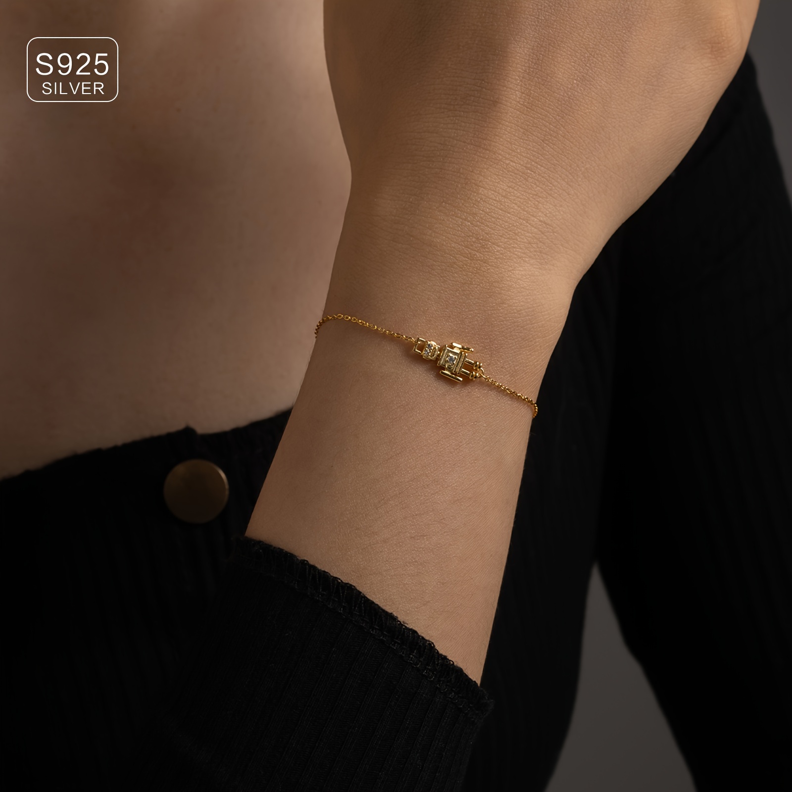 925 Silver Robot Bracelet with Zirconia, for Girlfriend